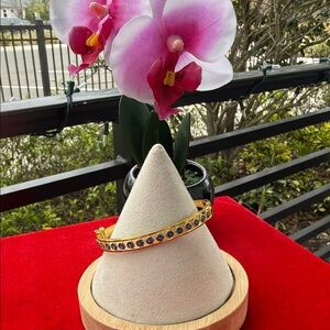 Elegant Gold and Blue Bracelet 7 1-2 inch